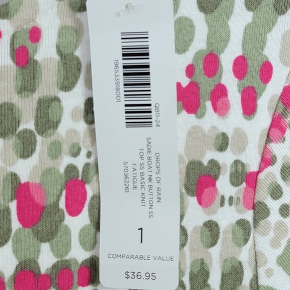 Chico's Drops Of Rain Sadie Boat Neck Button Elbow Sleeve Knit Top S ( 1 ) NEW - Picture 10 of 10